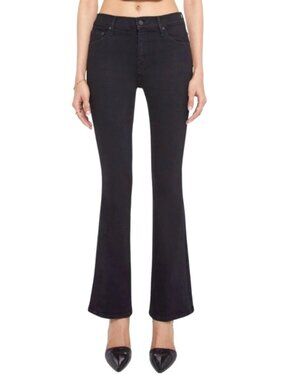 Mother Women's Sz 27 Nol Guilly The Runaway Flare Jeans Black Denim High Rise